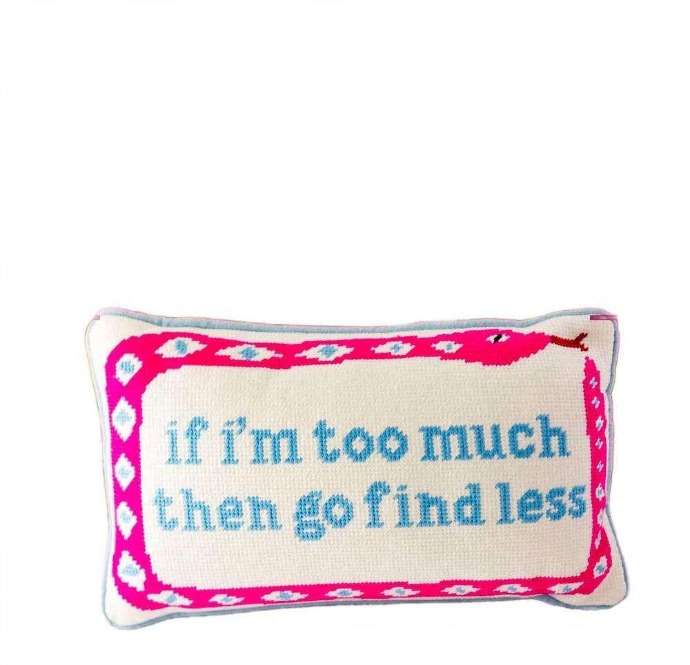 NEW FURBISH STUDIO go find less needlepoint pillow in white